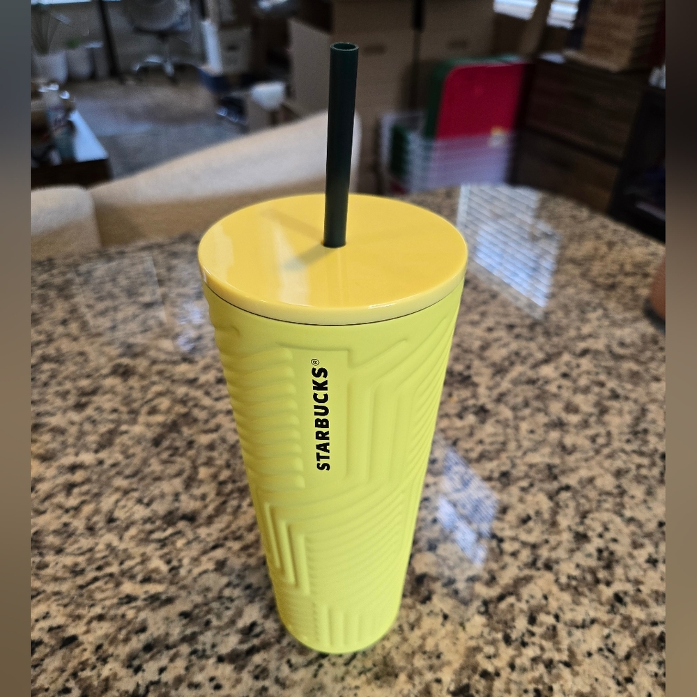 CLEARANCE 24 oz. neon yellow stainless steel cold cup from Starbucks' 2024